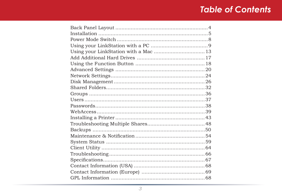 Buffalo Technology LinkStation Pro Duo LS-WTGL/R1 User Manual | Page 3 / 71