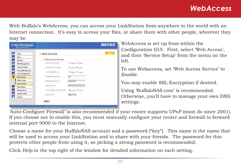 Webaccess | Buffalo Technology LinkStation Pro Duo LS-WTGL/R1 User Manual | Page 39 / 71