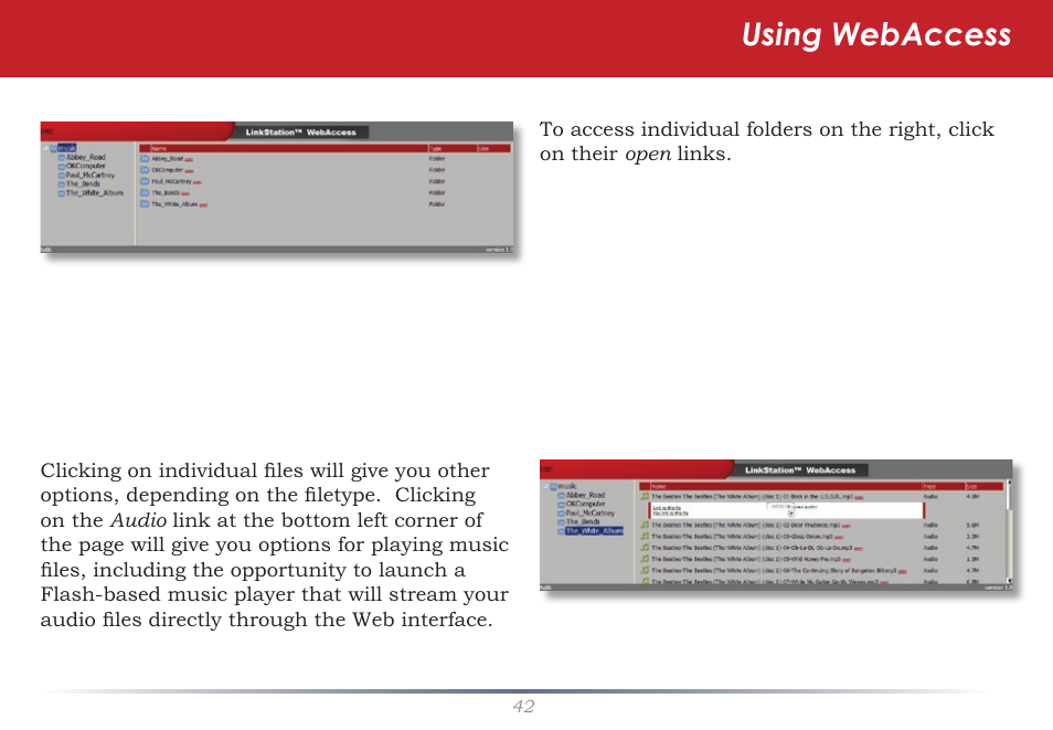 Using webaccess | Buffalo Technology LinkStation Pro Duo LS-WTGL/R1 User Manual | Page 42 / 71
