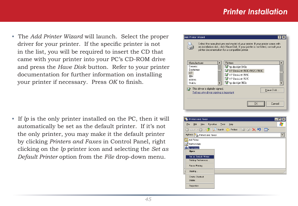 Printer installation | Buffalo Technology LinkStation Pro Duo LS-WTGL/R1 User Manual | Page 45 / 71
