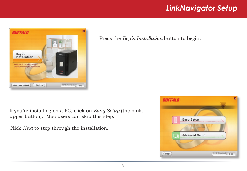 Linknavigator setup | Buffalo Technology LinkStation Pro Duo LS-WTGL/R1 User Manual | Page 6 / 71