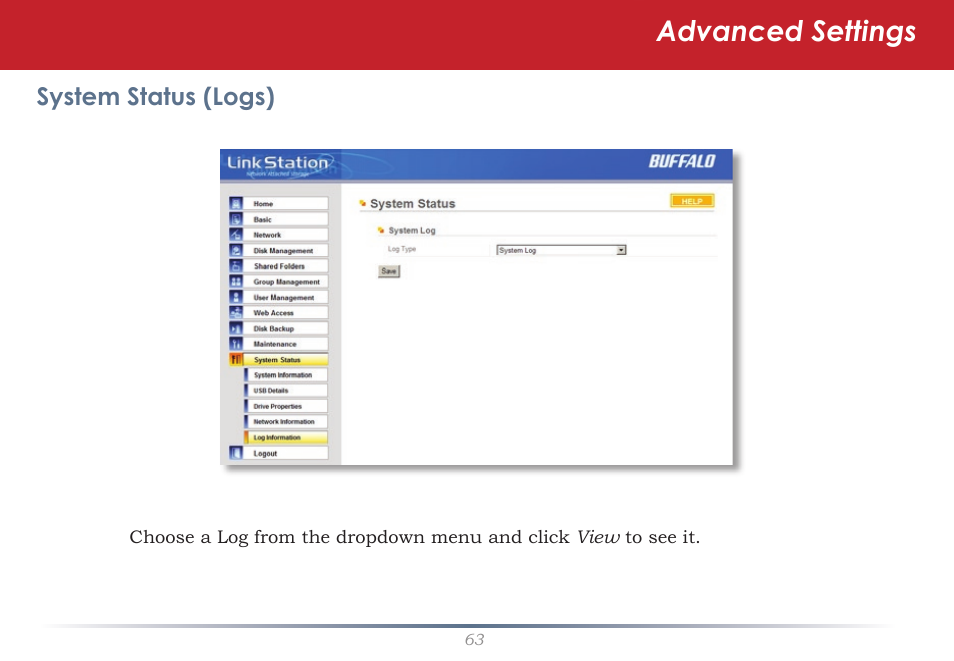 Advanced settings | Buffalo Technology LinkStation Pro Duo LS-WTGL/R1 User Manual | Page 63 / 71