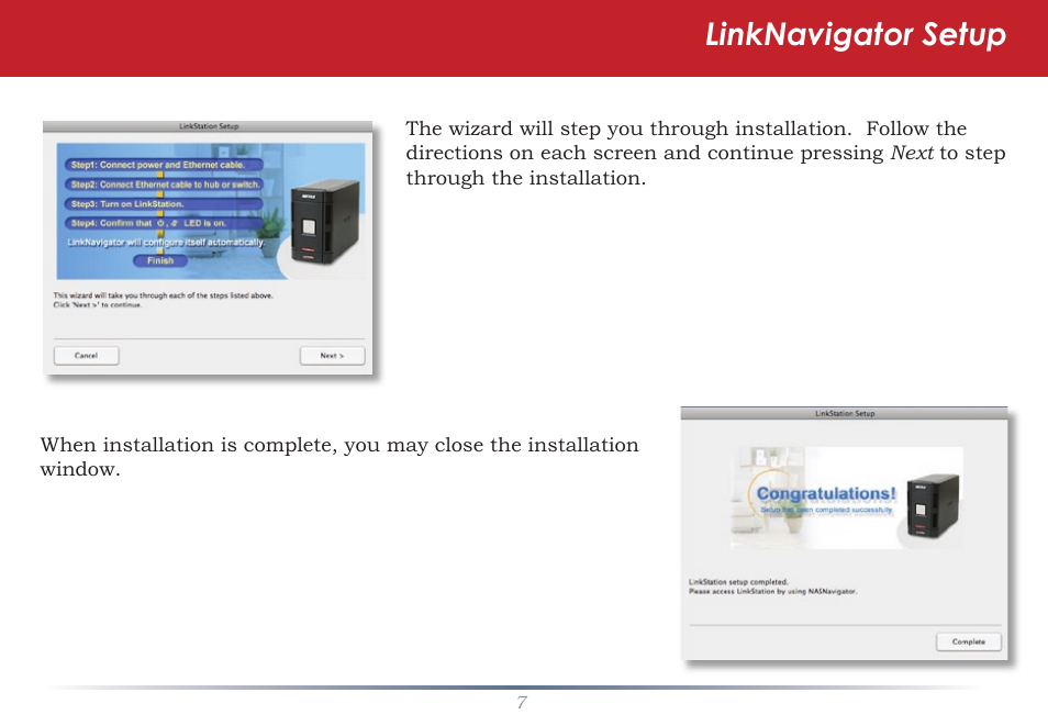 Linknavigator setup | Buffalo Technology LinkStation Pro Duo LS-WTGL/R1 User Manual | Page 7 / 71