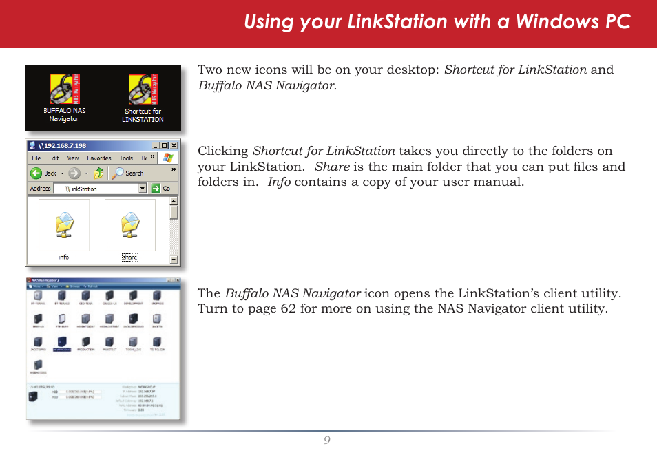 Using your linkstation with a windows pc | Buffalo Technology LinkStation Pro Duo LS-WTGL/R1 User Manual | Page 9 / 71
