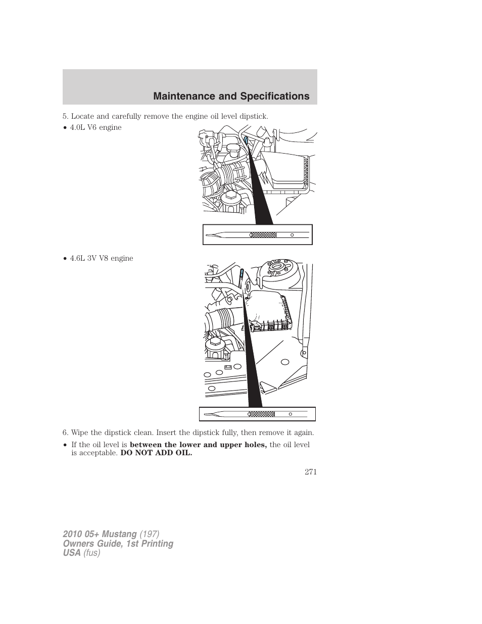 Maintenance and specifications | FORD 2010 Mustang v.1 User Manual | Page 271 / 318