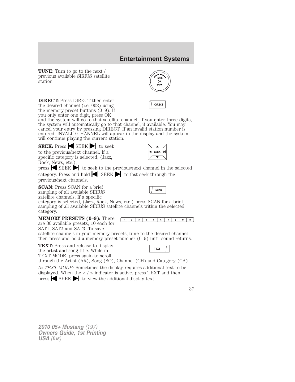 Entertainment systems | FORD 2010 Mustang v.1 User Manual | Page 37 / 318