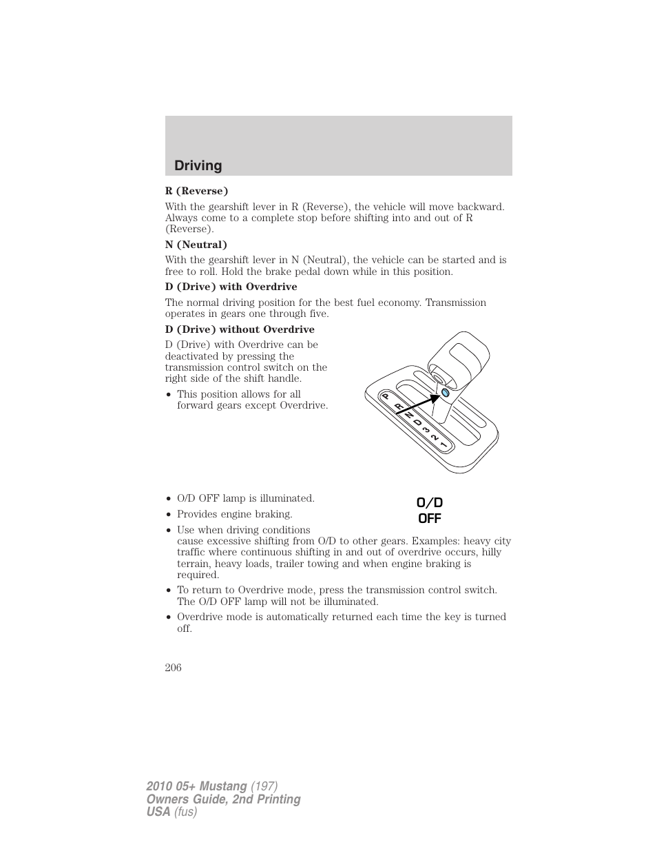 Driving | FORD 2010 Mustang v.2 User Manual | Page 206 / 314