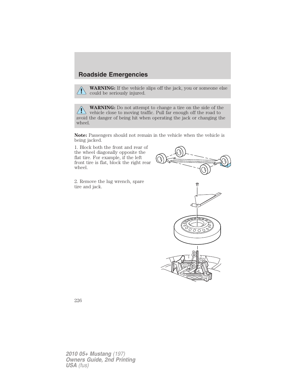 Roadside emergencies | FORD 2010 Mustang v.2 User Manual | Page 226 / 314