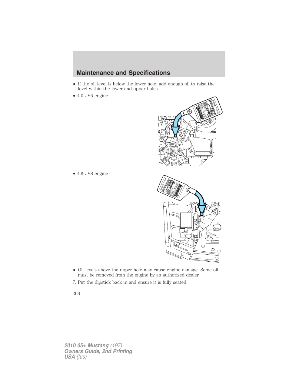Maintenance and specifications | FORD 2010 Mustang v.2 User Manual | Page 268 / 314