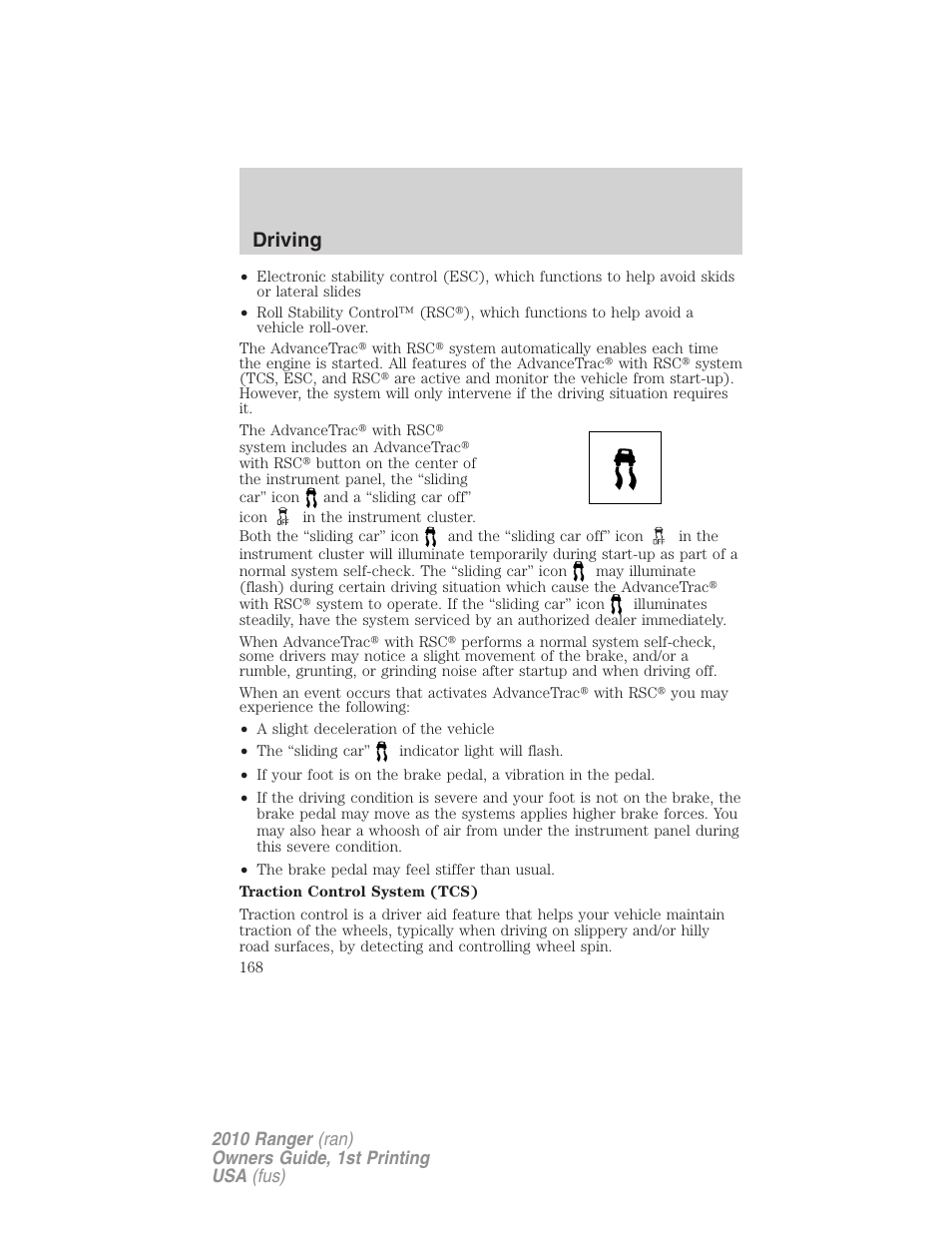 Driving | FORD 2010 Ranger v.1 User Manual | Page 168 / 286