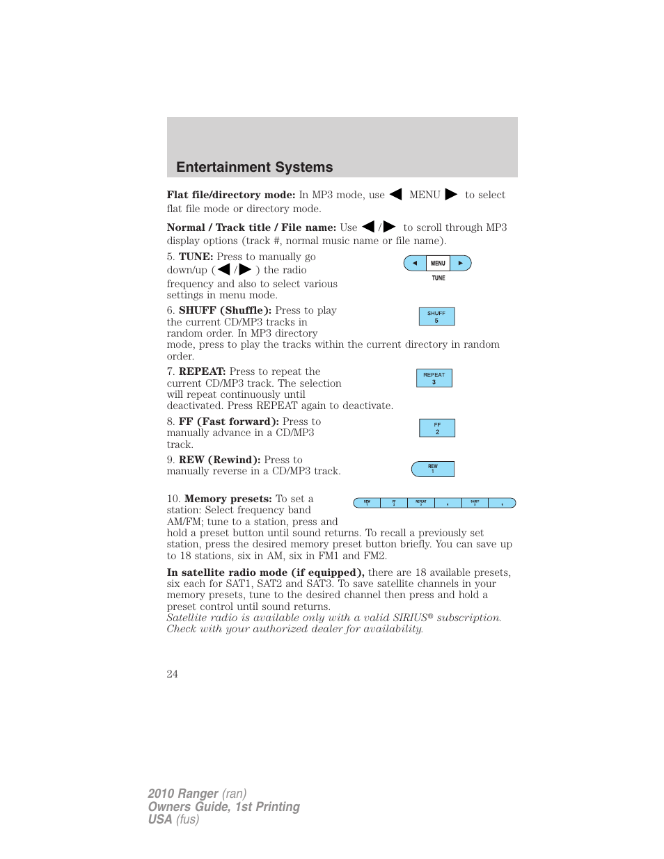 Entertainment systems | FORD 2010 Ranger v.1 User Manual | Page 24 / 286