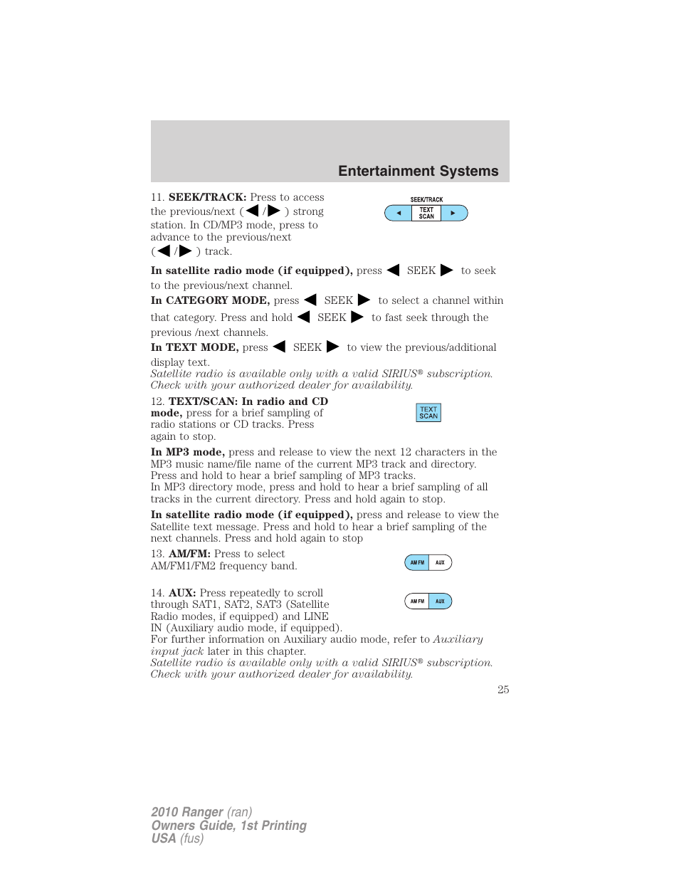 Entertainment systems | FORD 2010 Ranger v.1 User Manual | Page 25 / 286