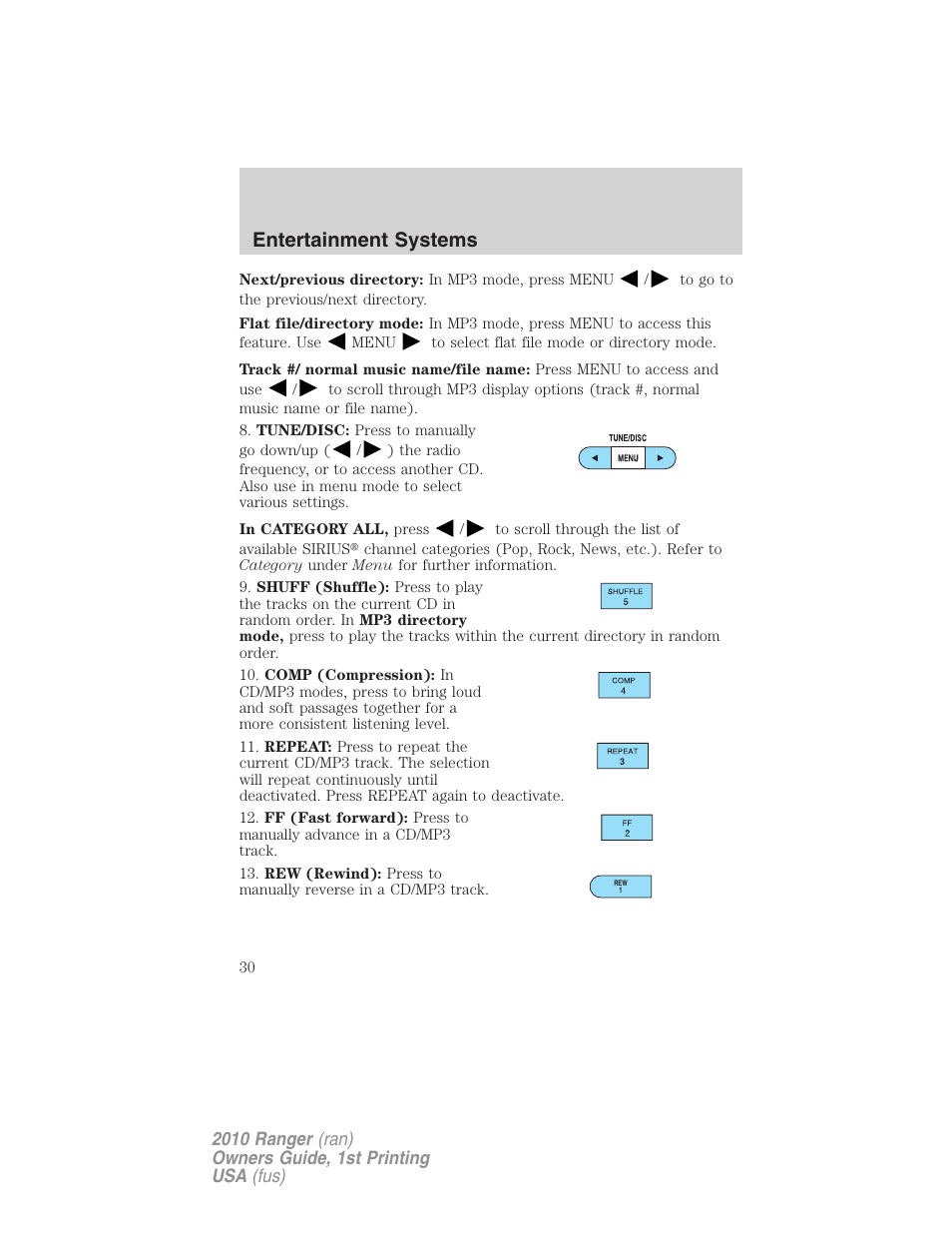 Entertainment systems | FORD 2010 Ranger v.1 User Manual | Page 30 / 286