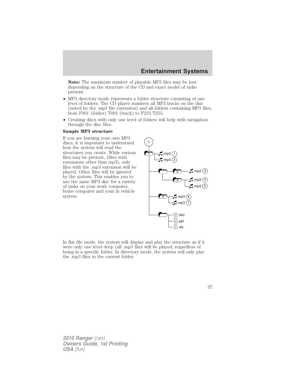 Entertainment systems | FORD 2010 Ranger v.1 User Manual | Page 37 / 286