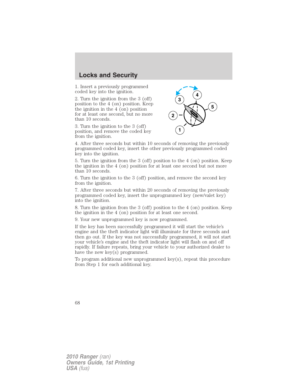 Locks and security | FORD 2010 Ranger v.1 User Manual | Page 68 / 286