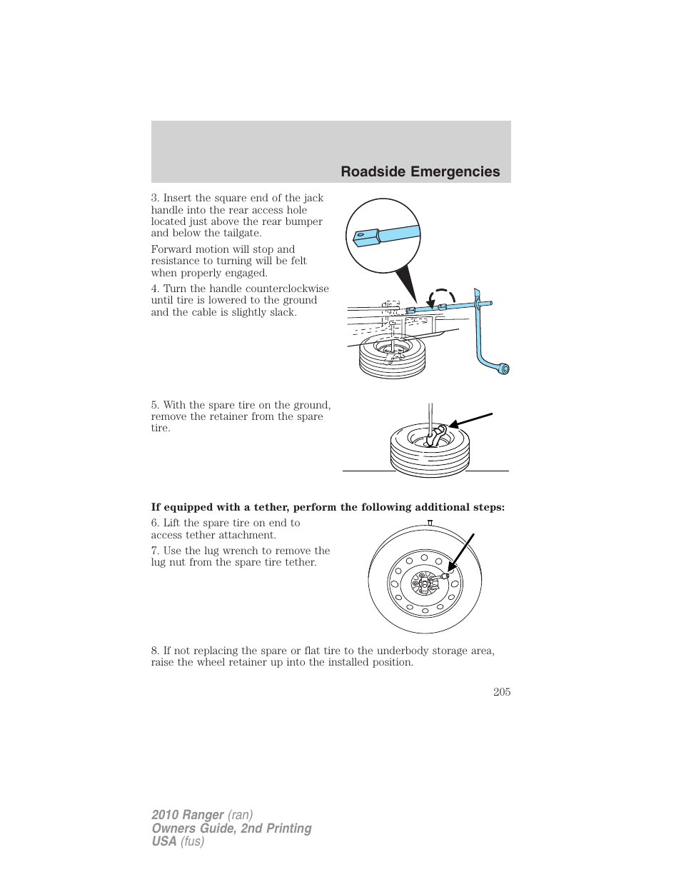 Roadside emergencies | FORD 2010 Ranger v.2 User Manual | Page 205 / 287