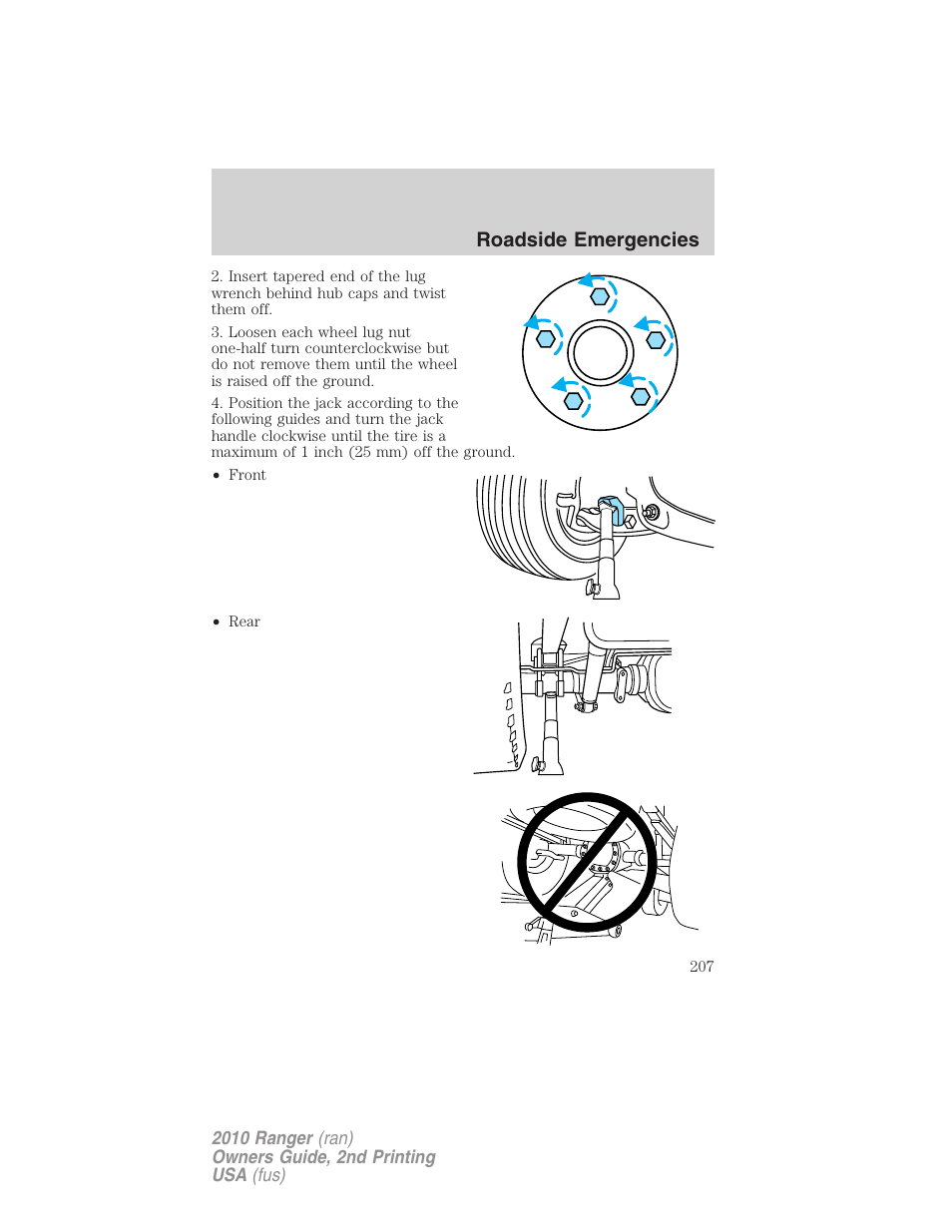 Roadside emergencies | FORD 2010 Ranger v.2 User Manual | Page 207 / 287