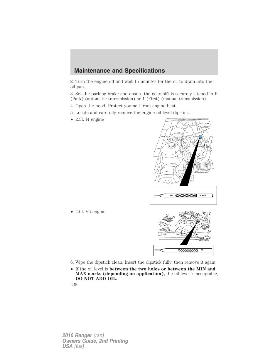 Maintenance and specifications | FORD 2010 Ranger v.2 User Manual | Page 238 / 287