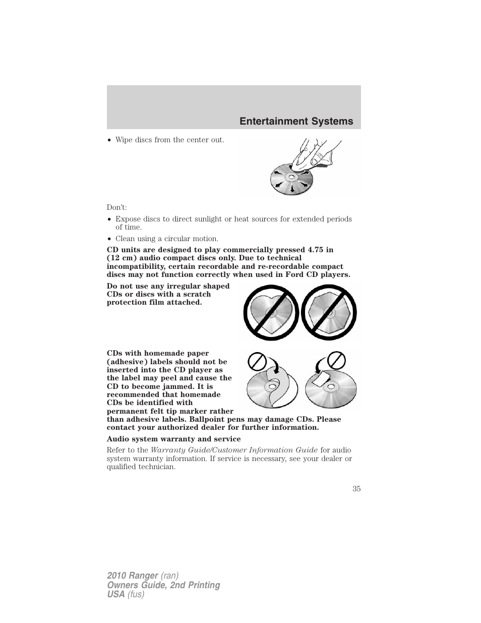 Entertainment systems | FORD 2010 Ranger v.2 User Manual | Page 35 / 287