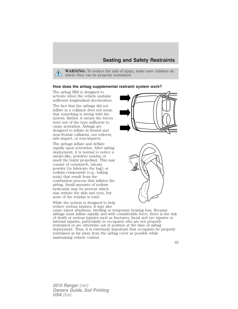 Seating and safety restraints | FORD 2010 Ranger v.2 User Manual | Page 93 / 287