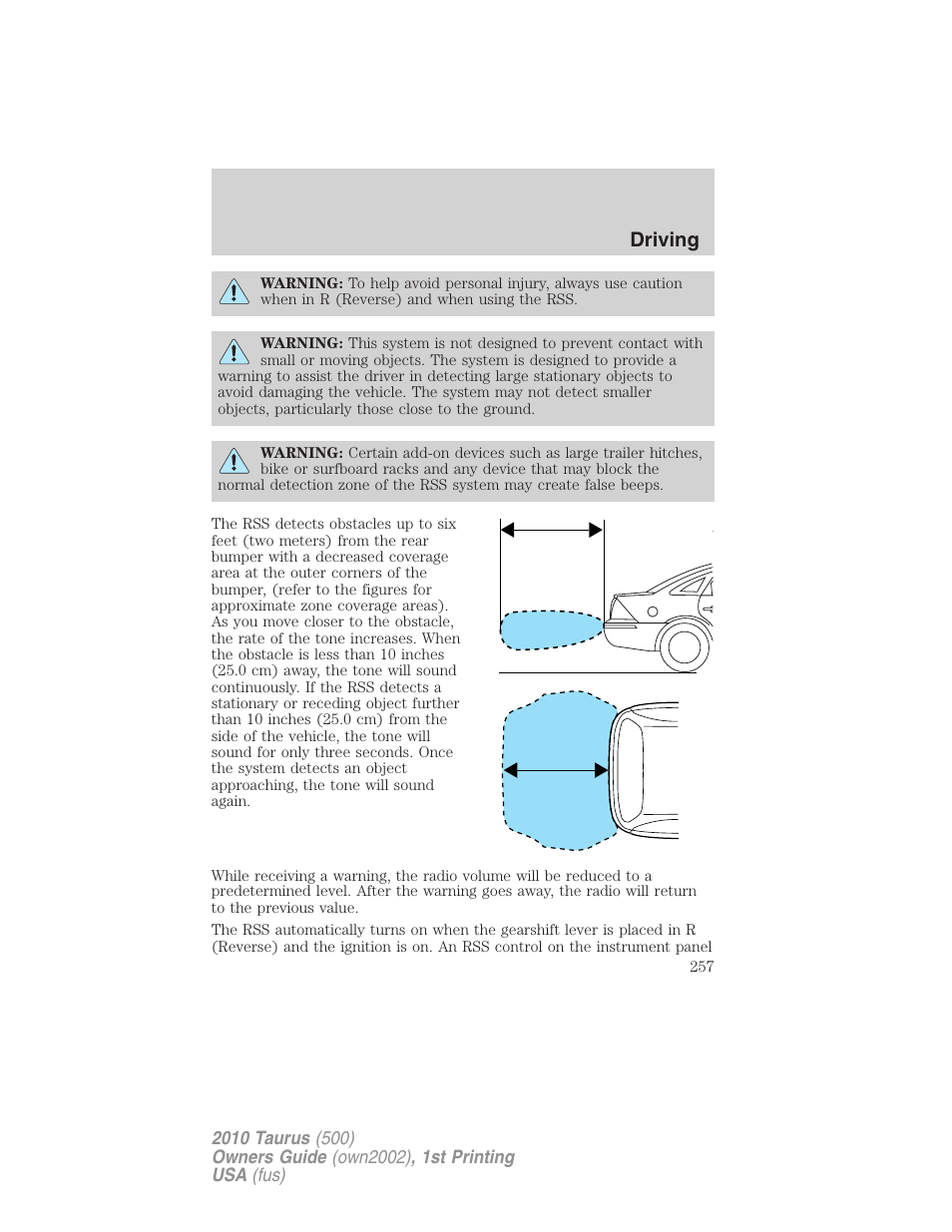 Driving | FORD 2010 Taurus v.1 User Manual | Page 257 / 378