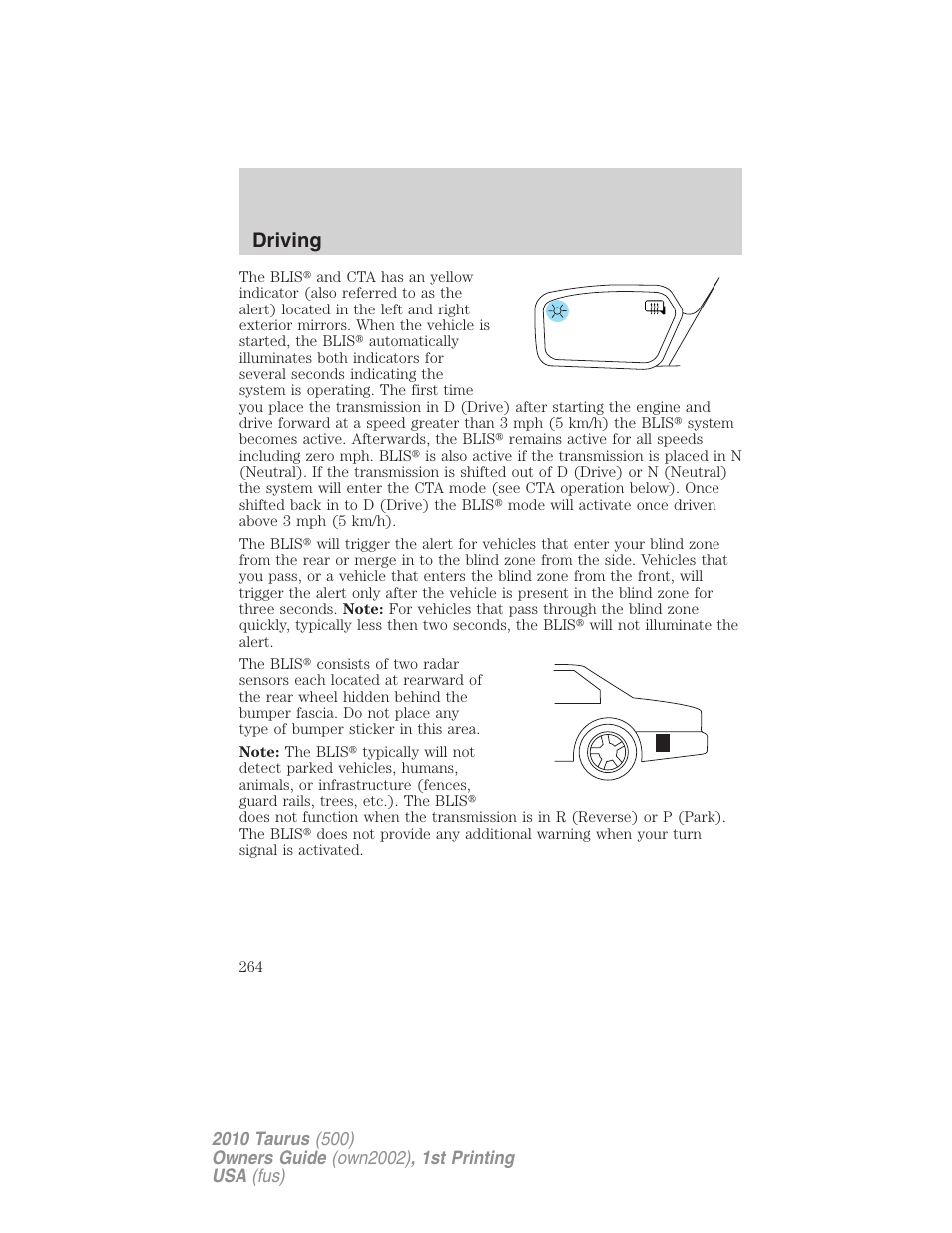 Driving | FORD 2010 Taurus v.1 User Manual | Page 264 / 378