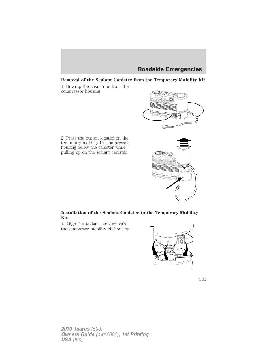 Roadside emergencies | FORD 2010 Taurus v.1 User Manual | Page 301 / 378