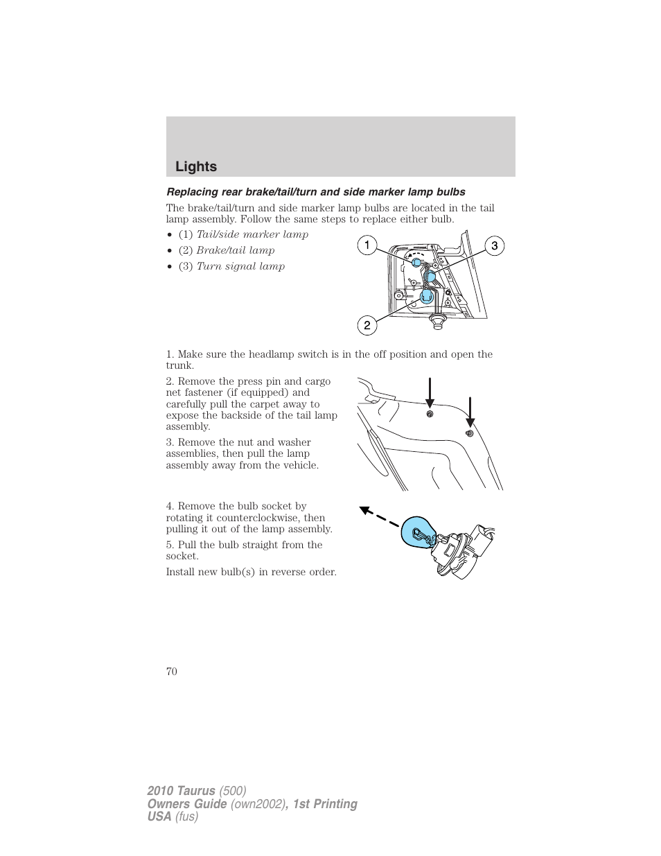 Lights | FORD 2010 Taurus v.1 User Manual | Page 70 / 378