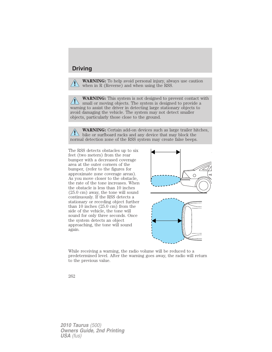 Driving | FORD 2010 Taurus v.2 User Manual | Page 262 / 382