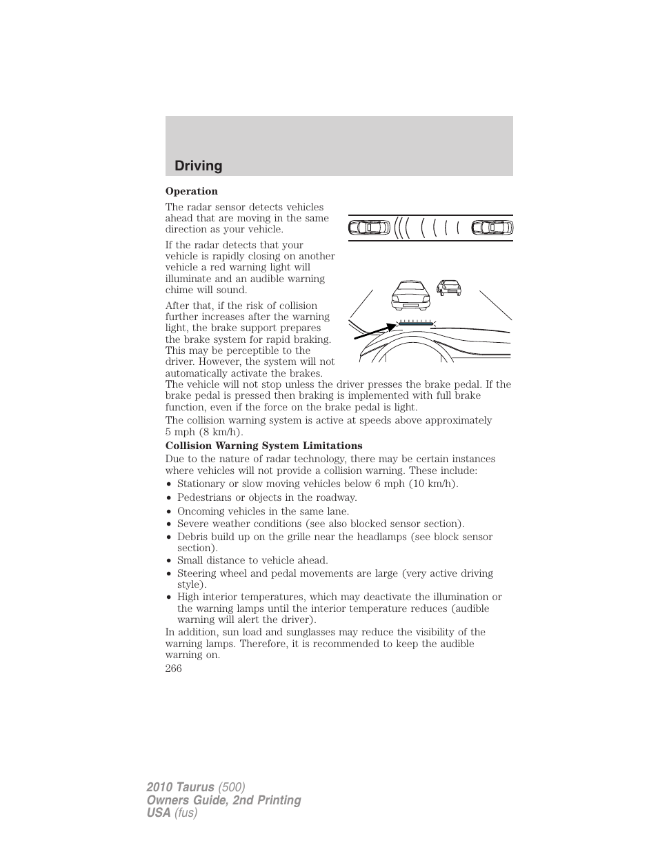 Driving | FORD 2010 Taurus v.2 User Manual | Page 266 / 382