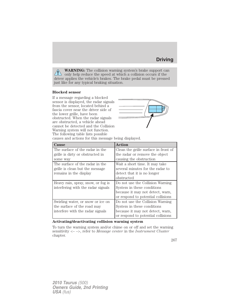 Driving | FORD 2010 Taurus v.2 User Manual | Page 267 / 382