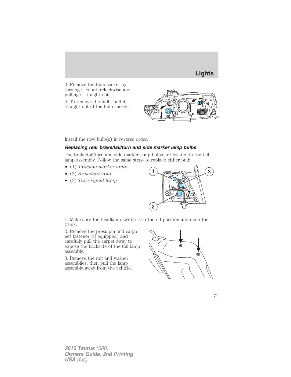 Lights | FORD 2010 Taurus v.2 User Manual | Page 71 / 382