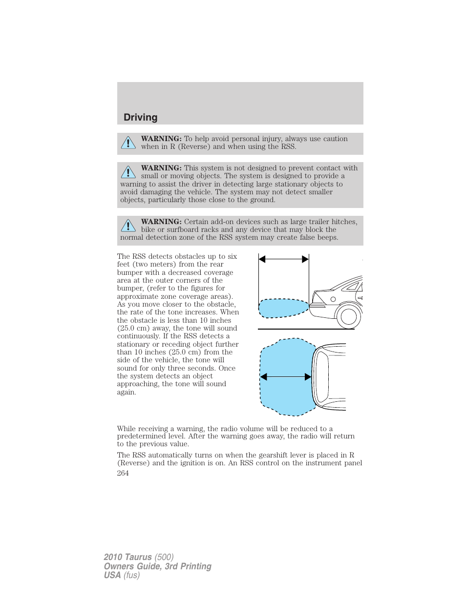 Driving | FORD 2010 Taurus v.3 User Manual | Page 264 / 388