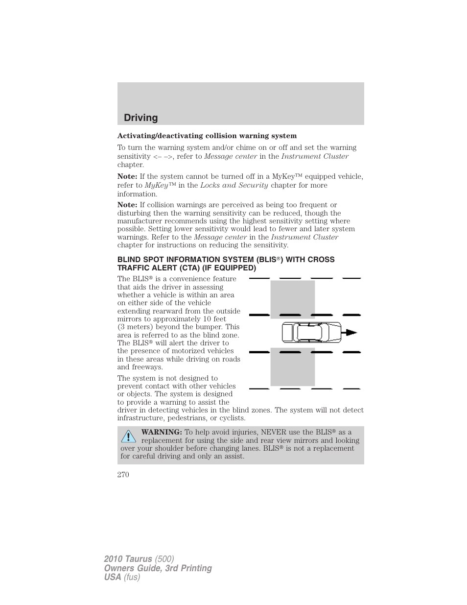 Driving | FORD 2010 Taurus v.3 User Manual | Page 270 / 388