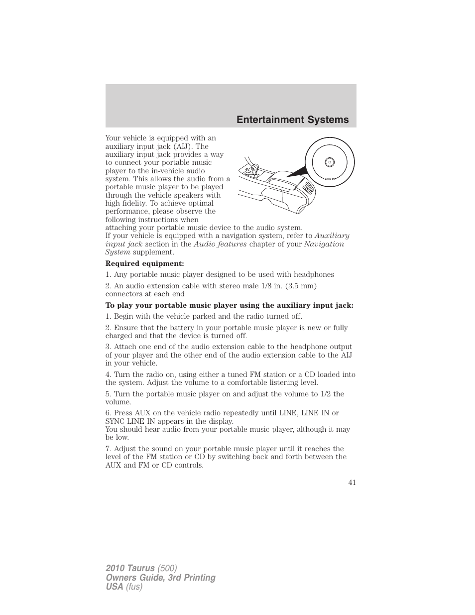 Entertainment systems | FORD 2010 Taurus v.3 User Manual | Page 41 / 388