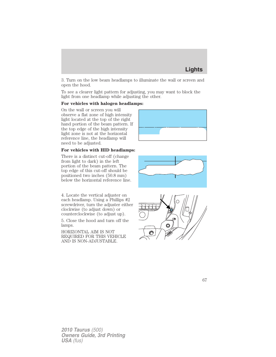 Lights | FORD 2010 Taurus v.3 User Manual | Page 67 / 388