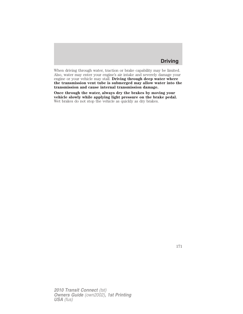 FORD 2010 Transit Connect v.1 User Manual | Page 171 / 259