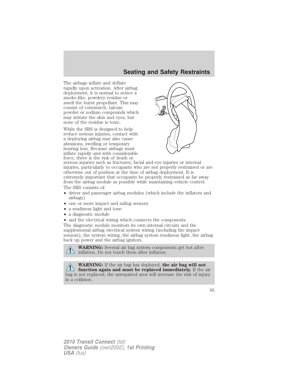 Seating and safety restraints | FORD 2010 Transit Connect v.1 User Manual | Page 95 / 259