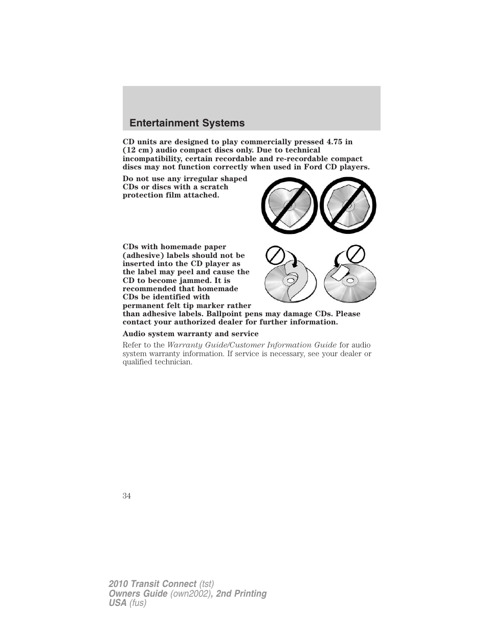 Entertainment systems | FORD 2010 Transit Connect v.2 User Manual | Page 34 / 259