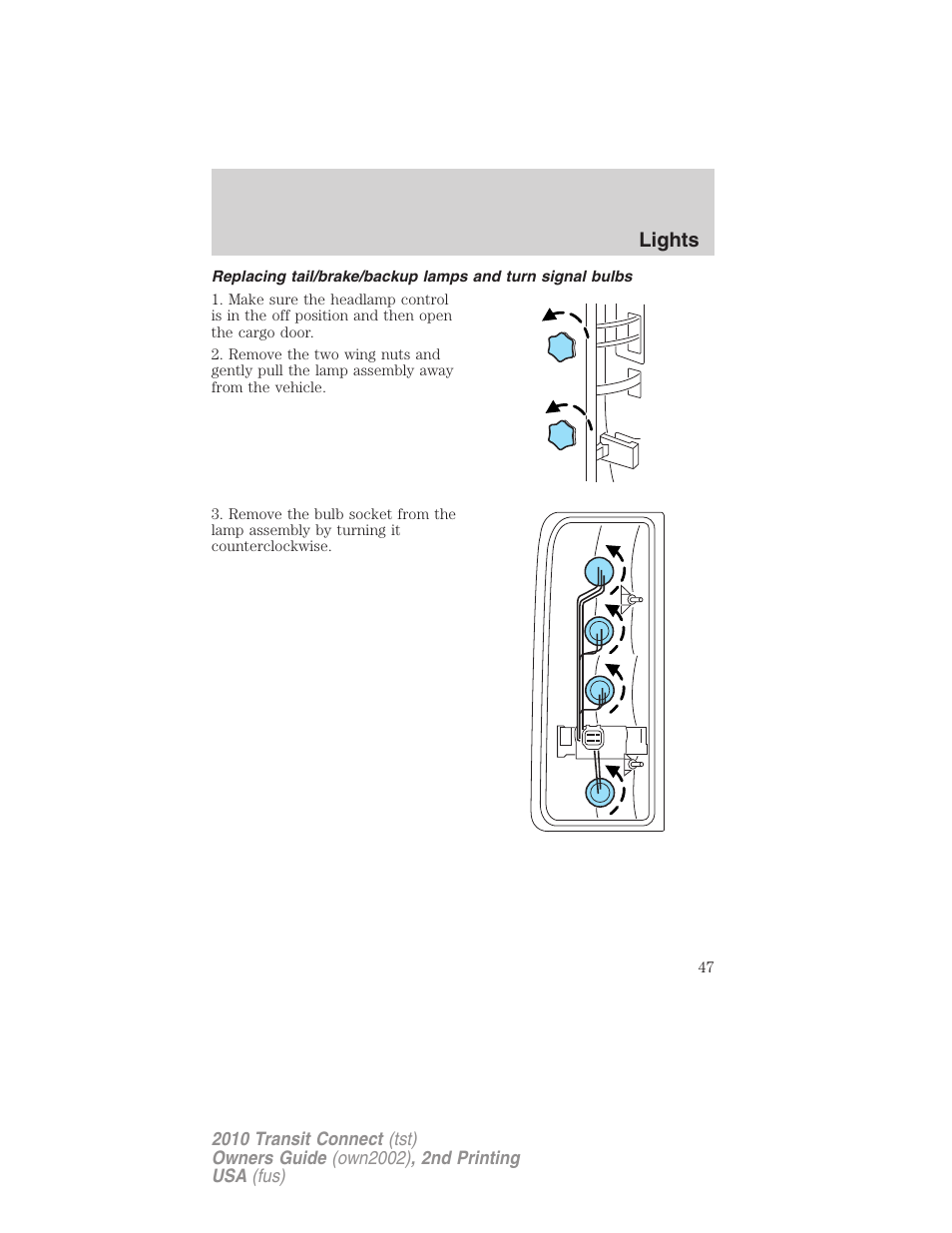 Lights | FORD 2010 Transit Connect v.2 User Manual | Page 47 / 259