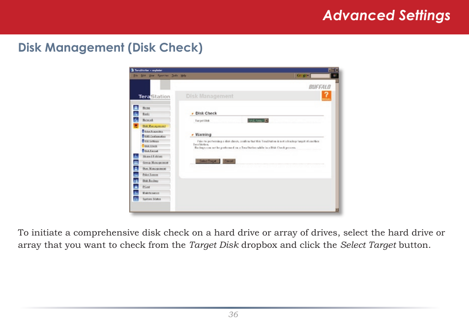 Advanced settings | Buffalo Technology TeraStation HS-DTGL/R5 User Manual | Page 36 / 84