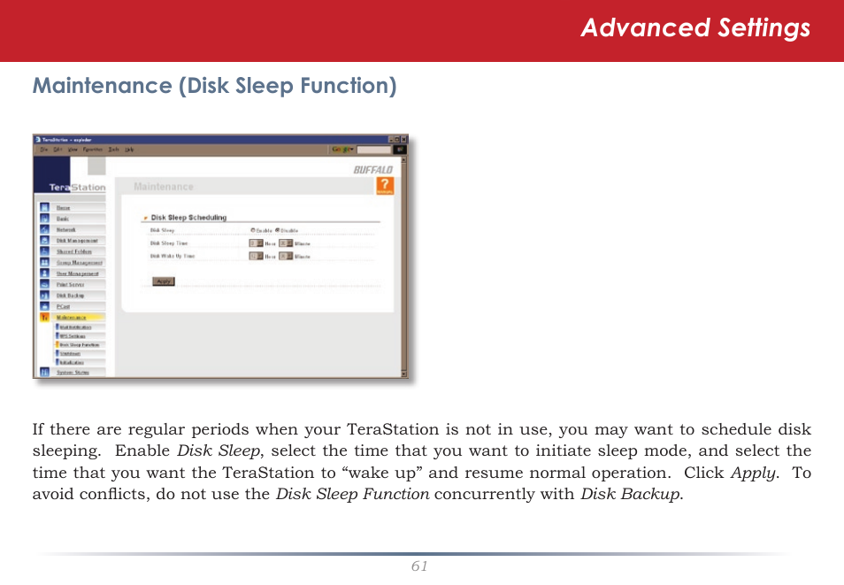 Advanced settings | Buffalo Technology TeraStation HS-DTGL/R5 User Manual | Page 61 / 84