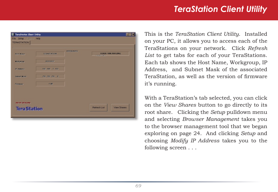 Terastation client utility | Buffalo Technology TeraStation HS-DTGL/R5 User Manual | Page 69 / 84