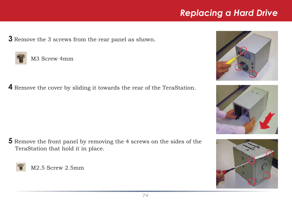 Replacing a hard drive | Buffalo Technology TeraStation HS-DTGL/R5 User Manual | Page 74 / 84