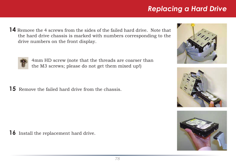 Replacing a hard drive | Buffalo Technology TeraStation HS-DTGL/R5 User Manual | Page 78 / 84