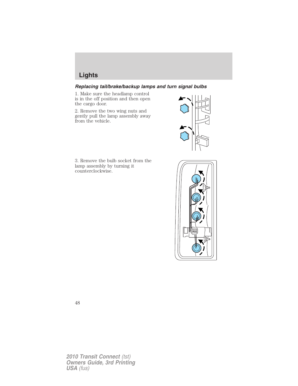 Lights | FORD 2010 Transit Connect v.3 User Manual | Page 48 / 258