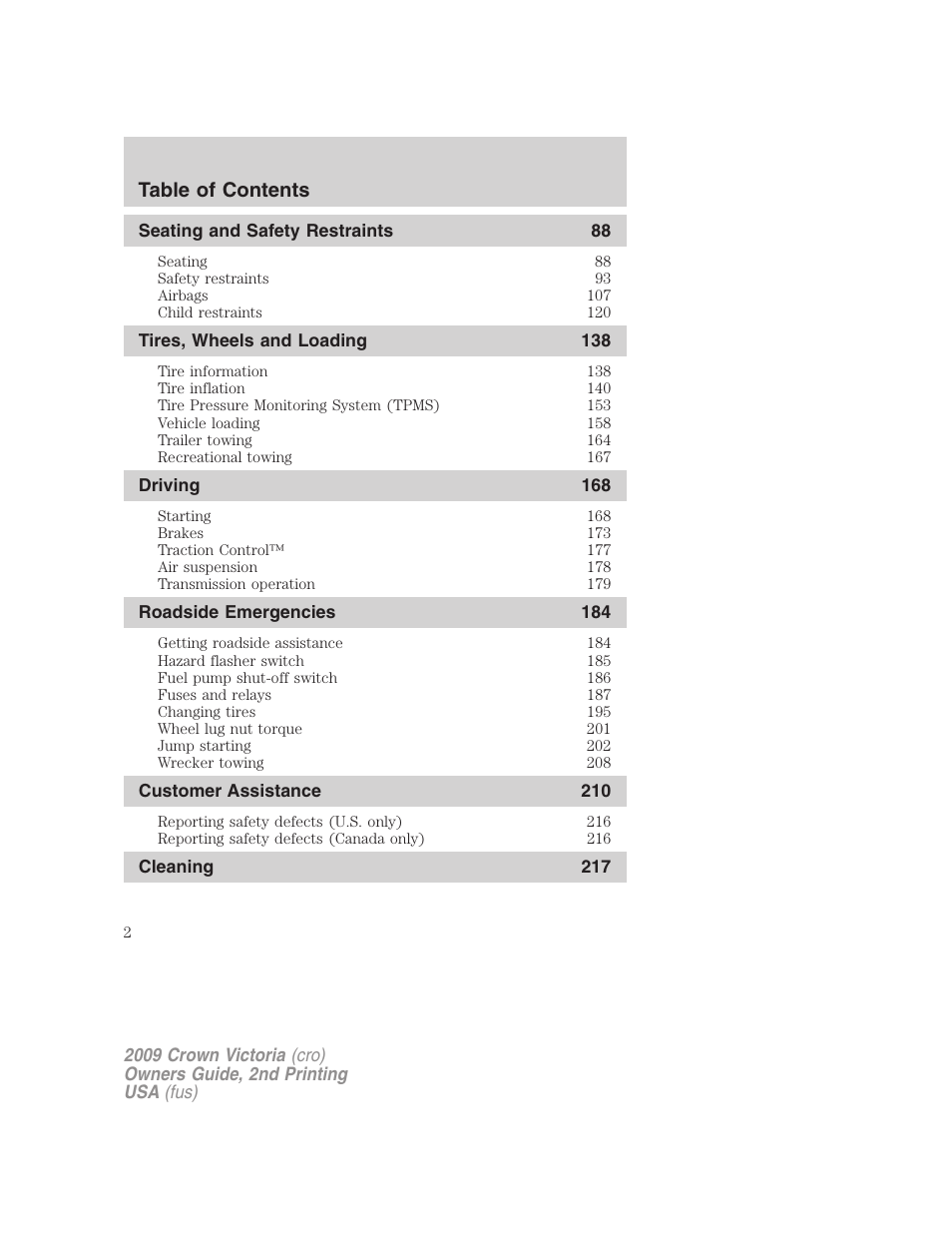 FORD 2009 Crown Victoria v.2 User Manual | Page 2 / 271