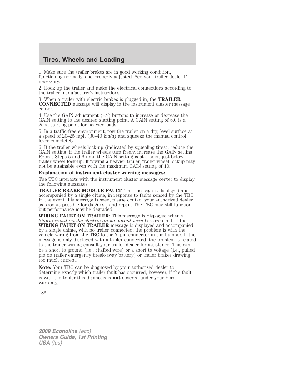 Tires, wheels and loading | FORD 2009 E-450 v.1 User Manual | Page 186 / 321