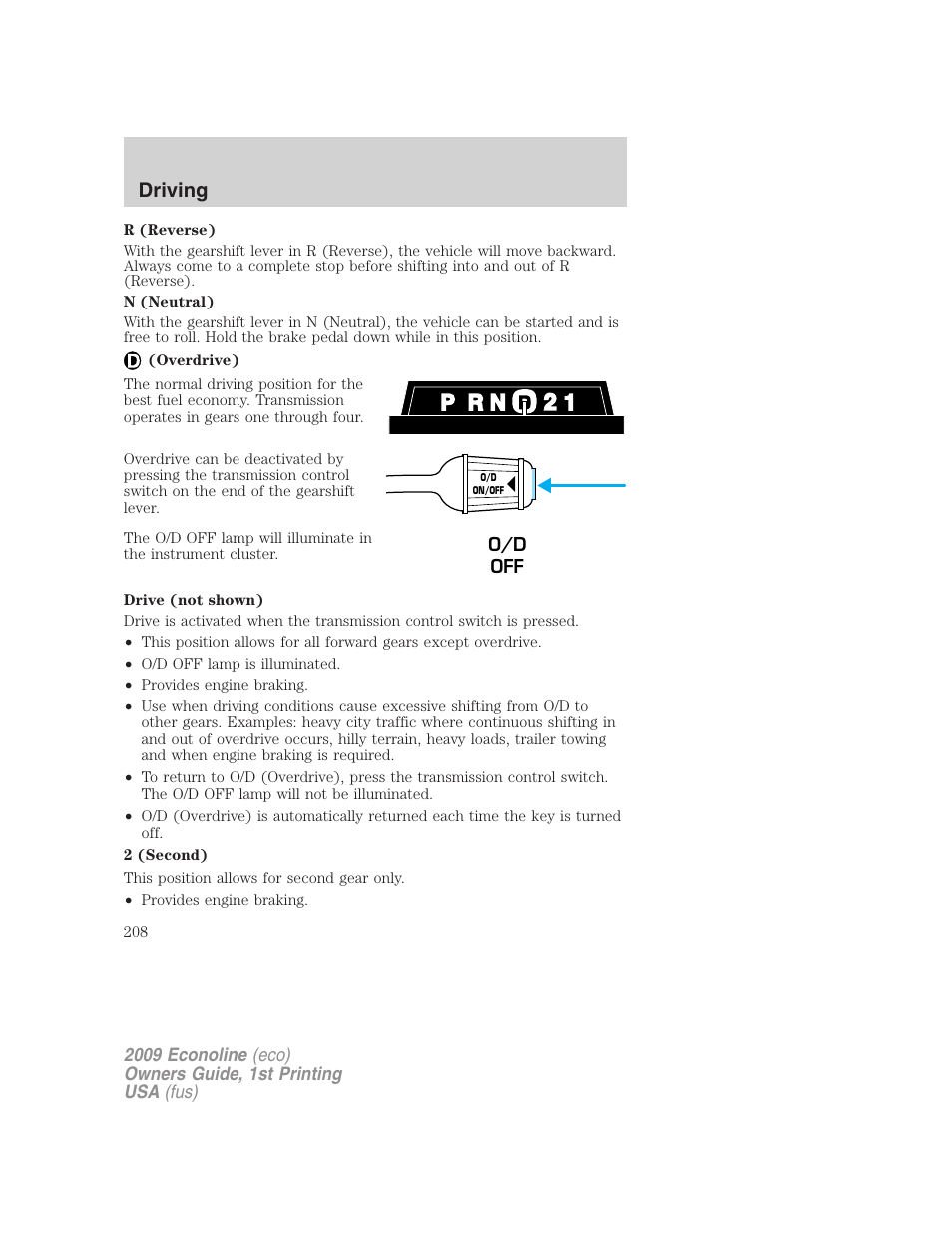 Driving | FORD 2009 E-450 v.1 User Manual | Page 208 / 321