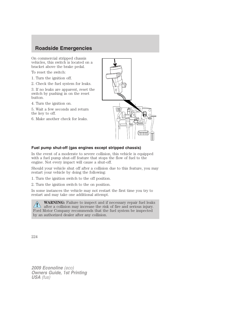 Roadside emergencies | FORD 2009 E-450 v.1 User Manual | Page 224 / 321